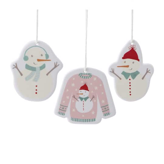 Melrose Ceramic Snowman Ornaments Set